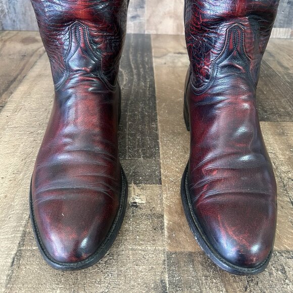 Lucchese Classics L6749 Vintage Black Cherry Roper Cowboy Boots Mens 10.5 B - Picture 8 of 12